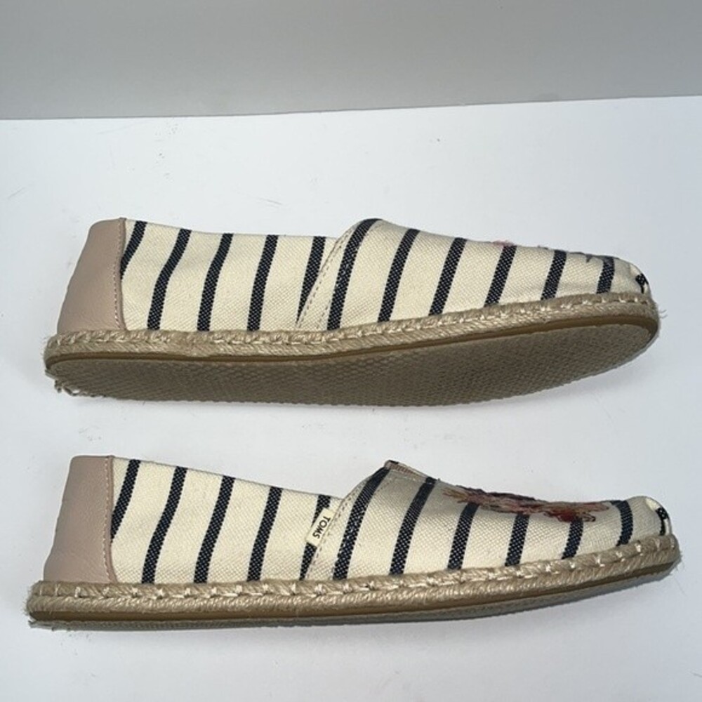 Tom's Womens Size 9 Embroidered Floral Striped Slip-On Espadrille Flats - Picture 6 of 13